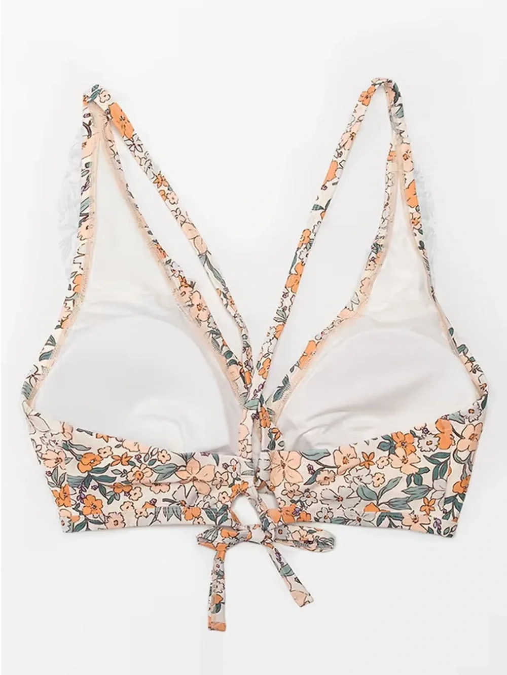 NWT Cupshe Floral High-Waist Bikini Set in Cream, Orange and Green - Picture 2 of 5